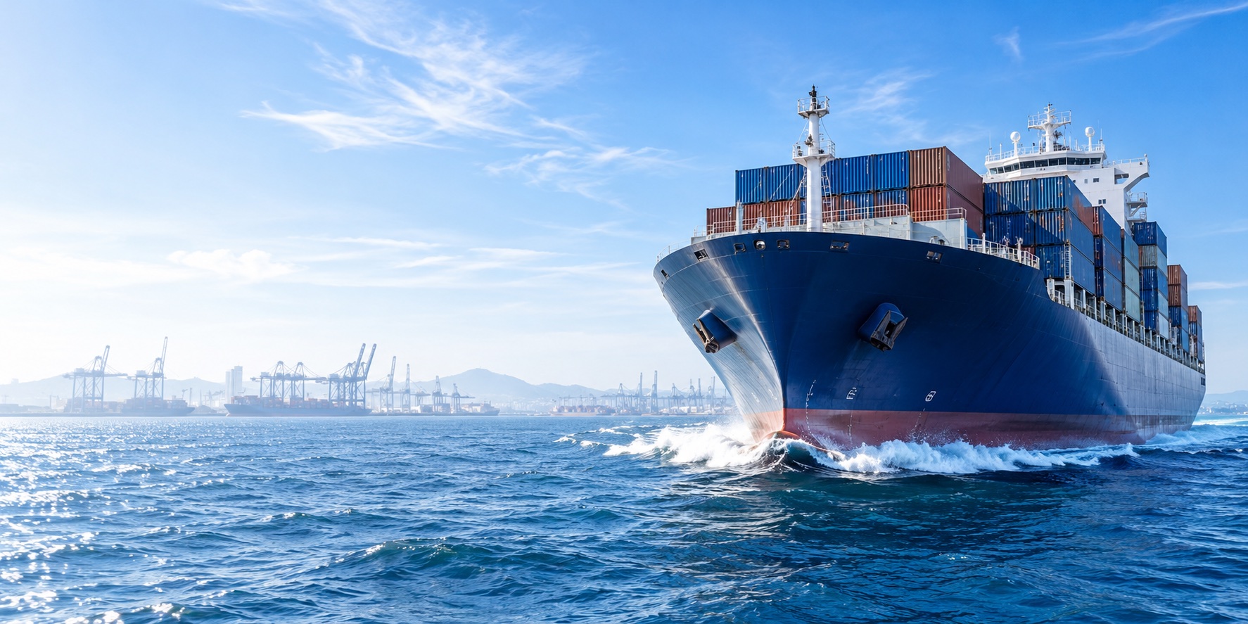Container ship at sea